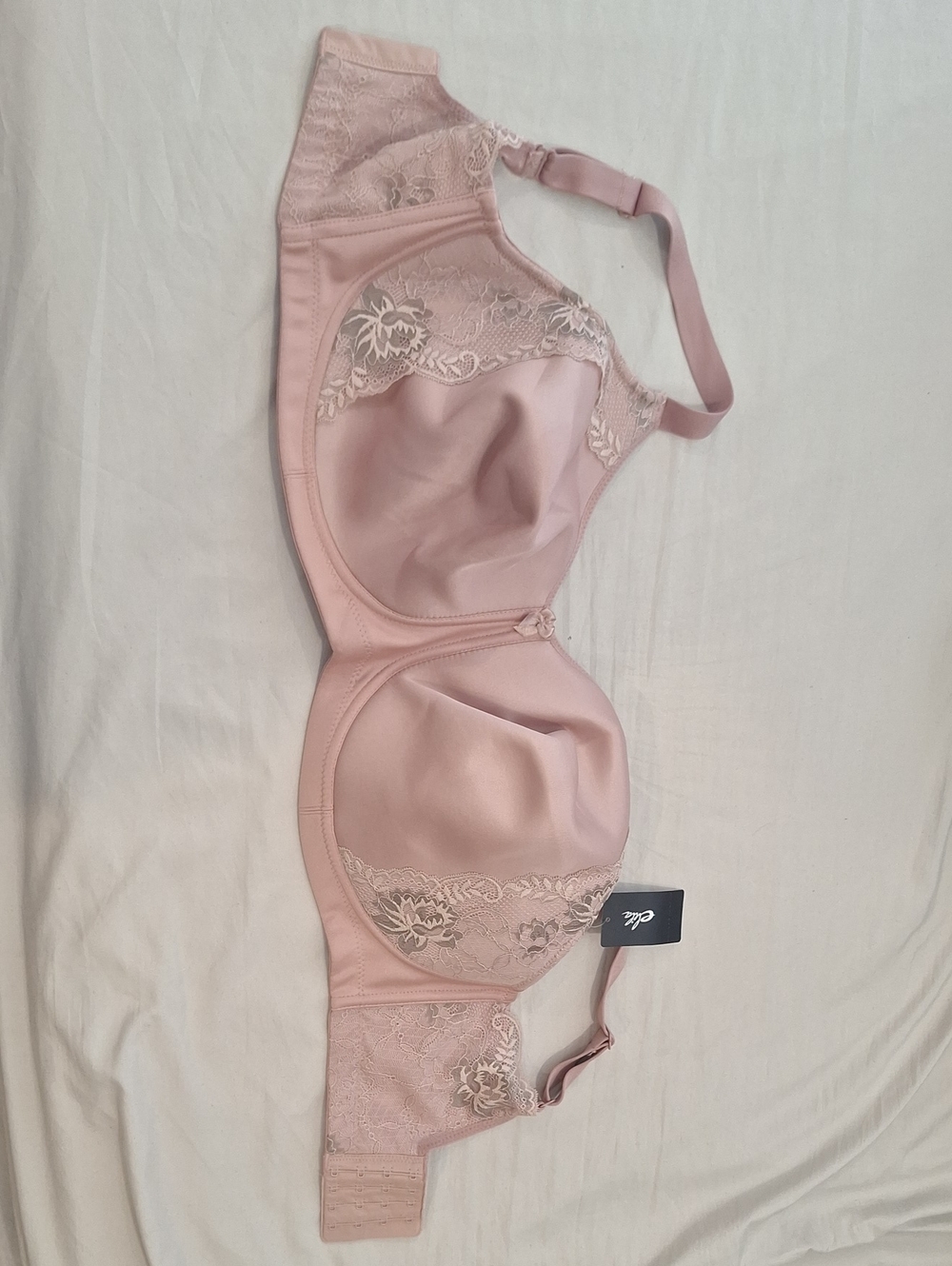 Elila Soft Pink Lace Trim No-wire Full-Coverage Bra